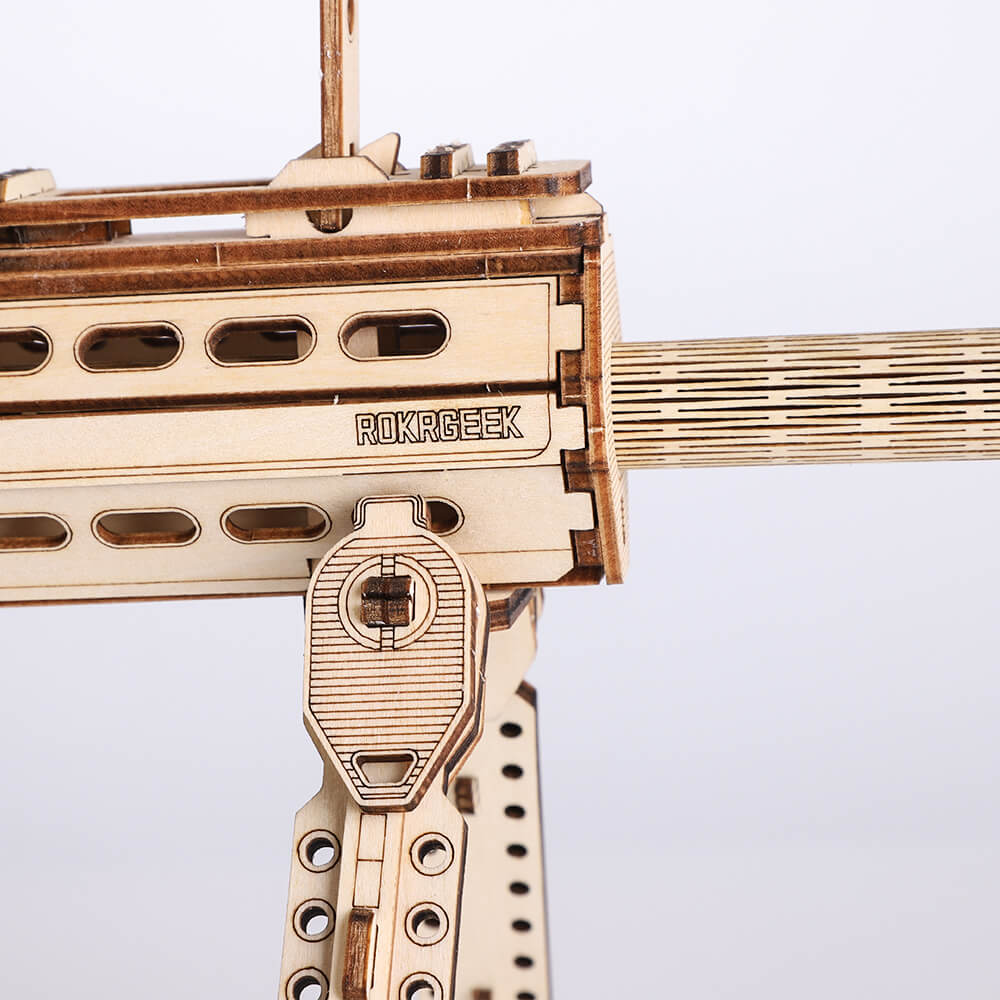 Lumigic Barrett M82A1 sniper rifle wooden 3D puzzle model kit, detailed toy gun and rifle design with assembled wooden pieces.