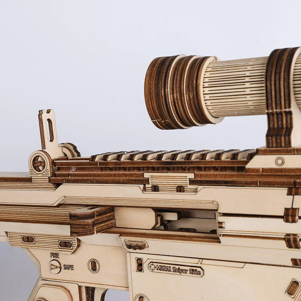 Lumigic Barrett M82A1 sniper rifle wooden model kit, 3D puzzle toy, detailed miniature replica of the sniper rifle.