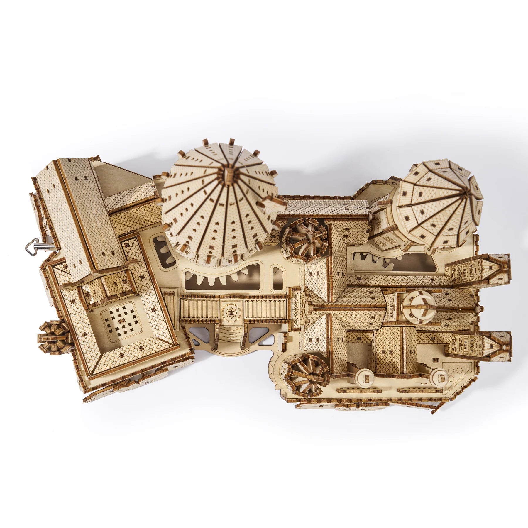 Wooden Magic School Music Box 3D puzzle by Lumigic featuring intricate school building model with colorful details and musical mechanism