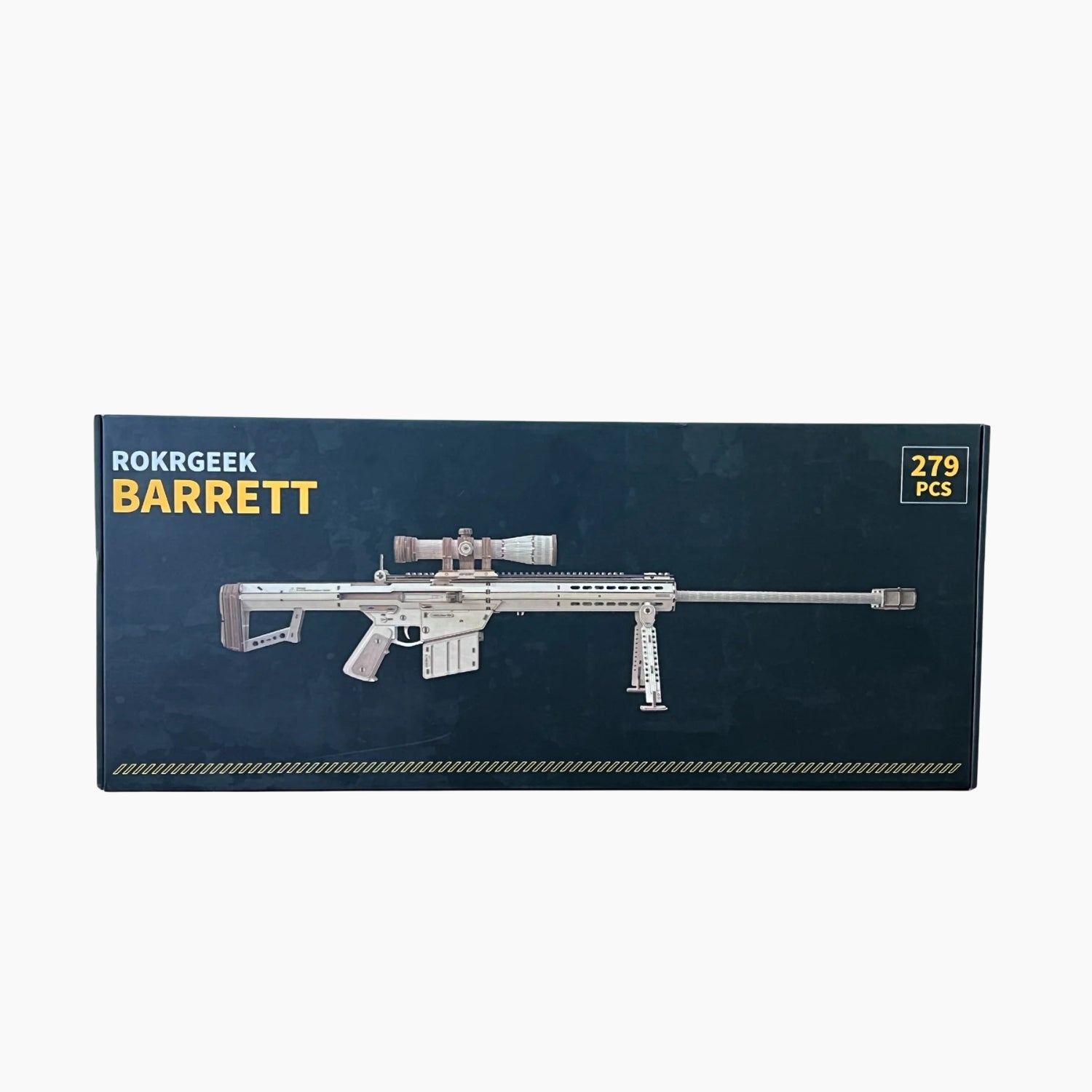 Lumigic wooden model kit of Barrett M82A1 sniper rifle toy, featuring a detailed 3D puzzle design for assembly.