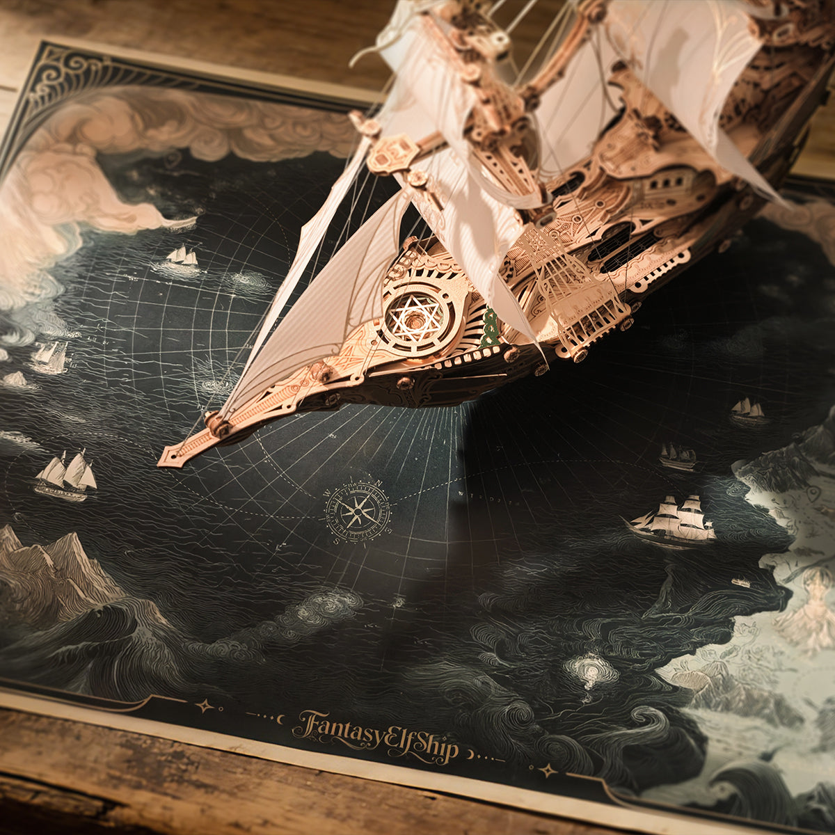 Fantasy Elfship Wooden 3D Puzzle Model Kit