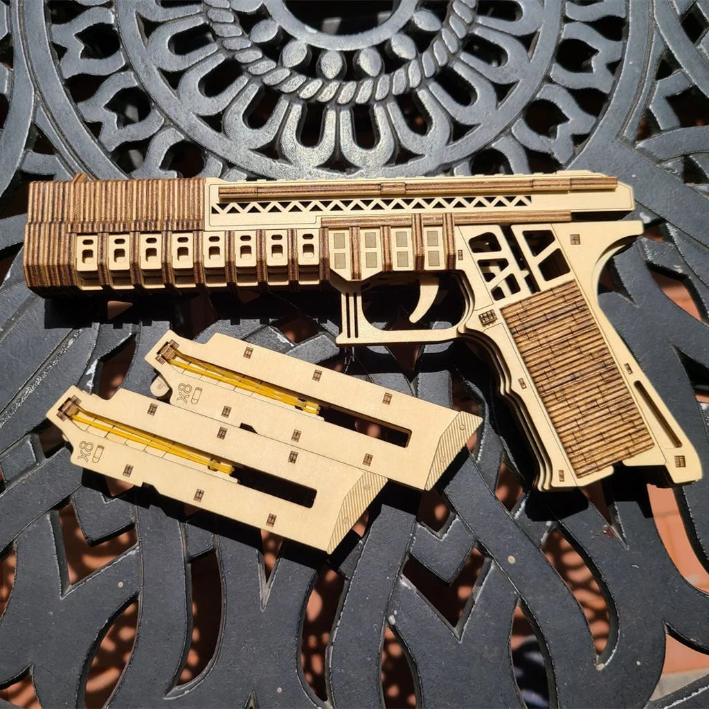 Lumigic Desert Eagle pistol wooden 3D puzzle, featuring realistic details and a detailed wooden model of a Desert Eagle handgun.