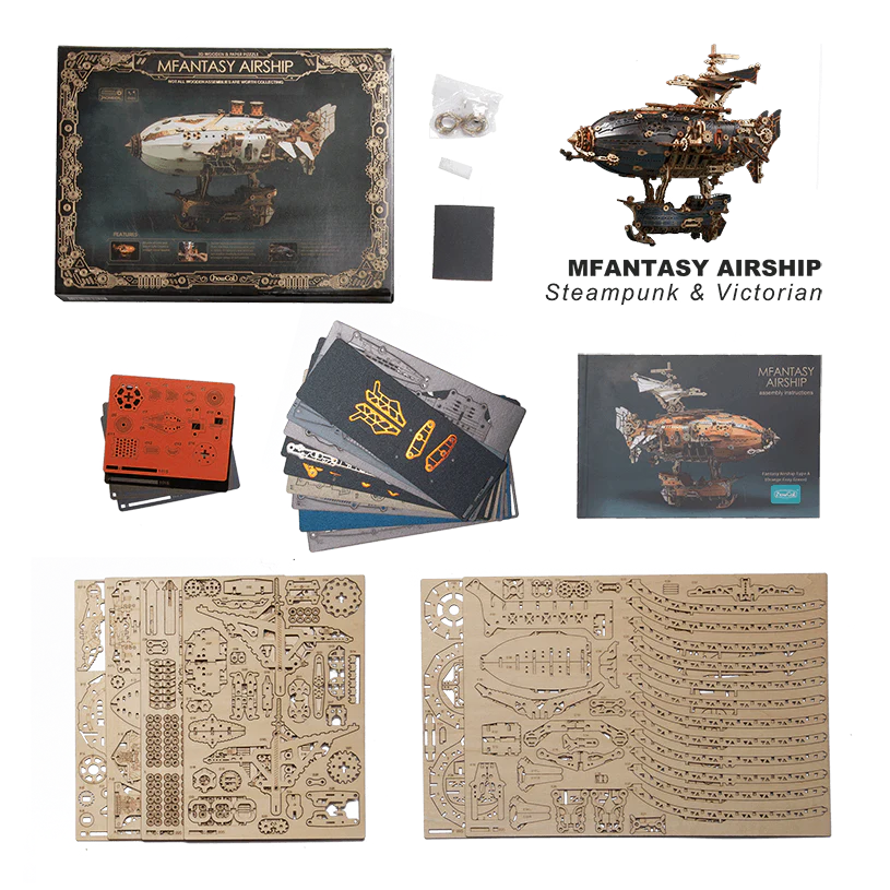 Steampunk Airships Wooden 3D Puzzle Kit