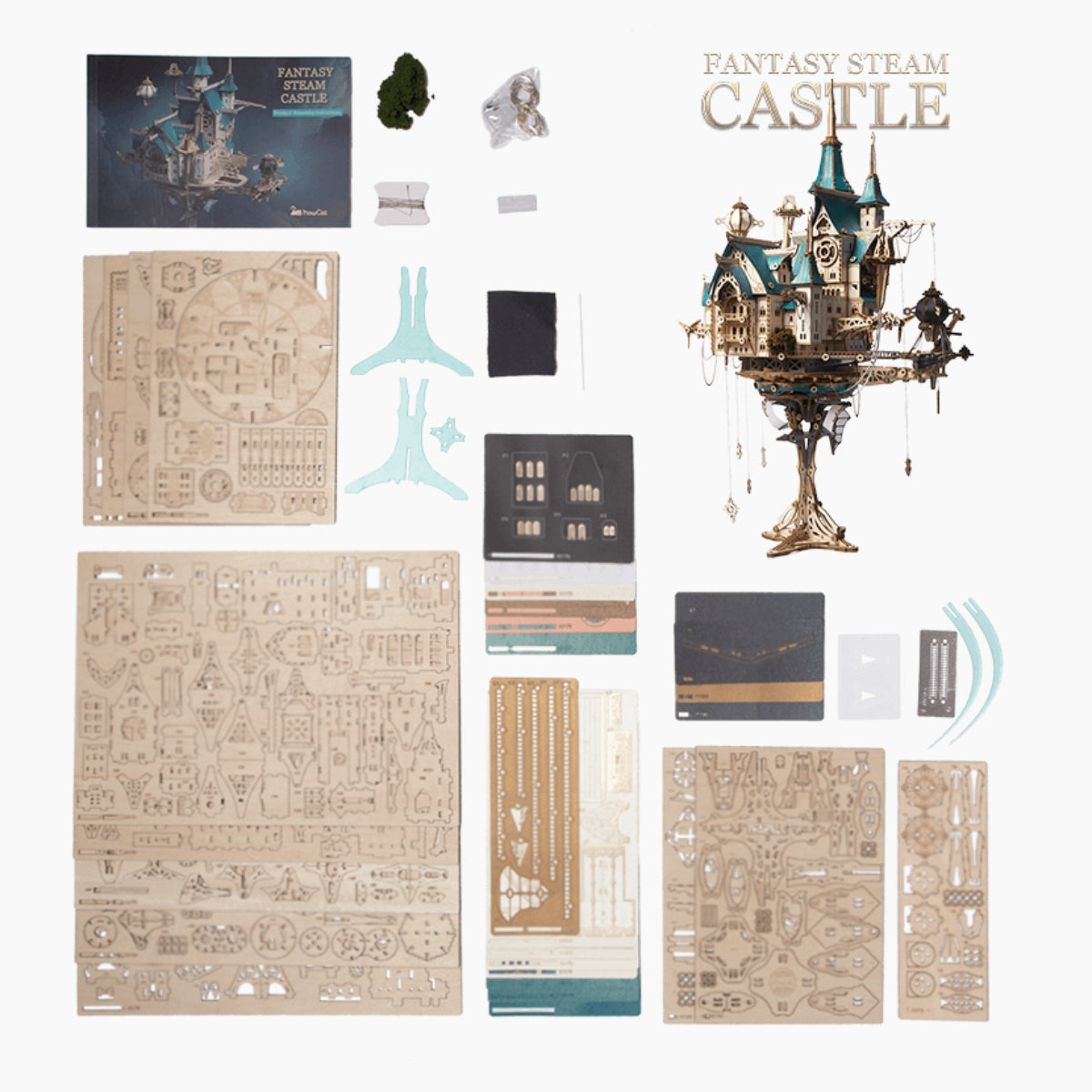 Fantasy Steam Castle Wooden 3D Model Kit