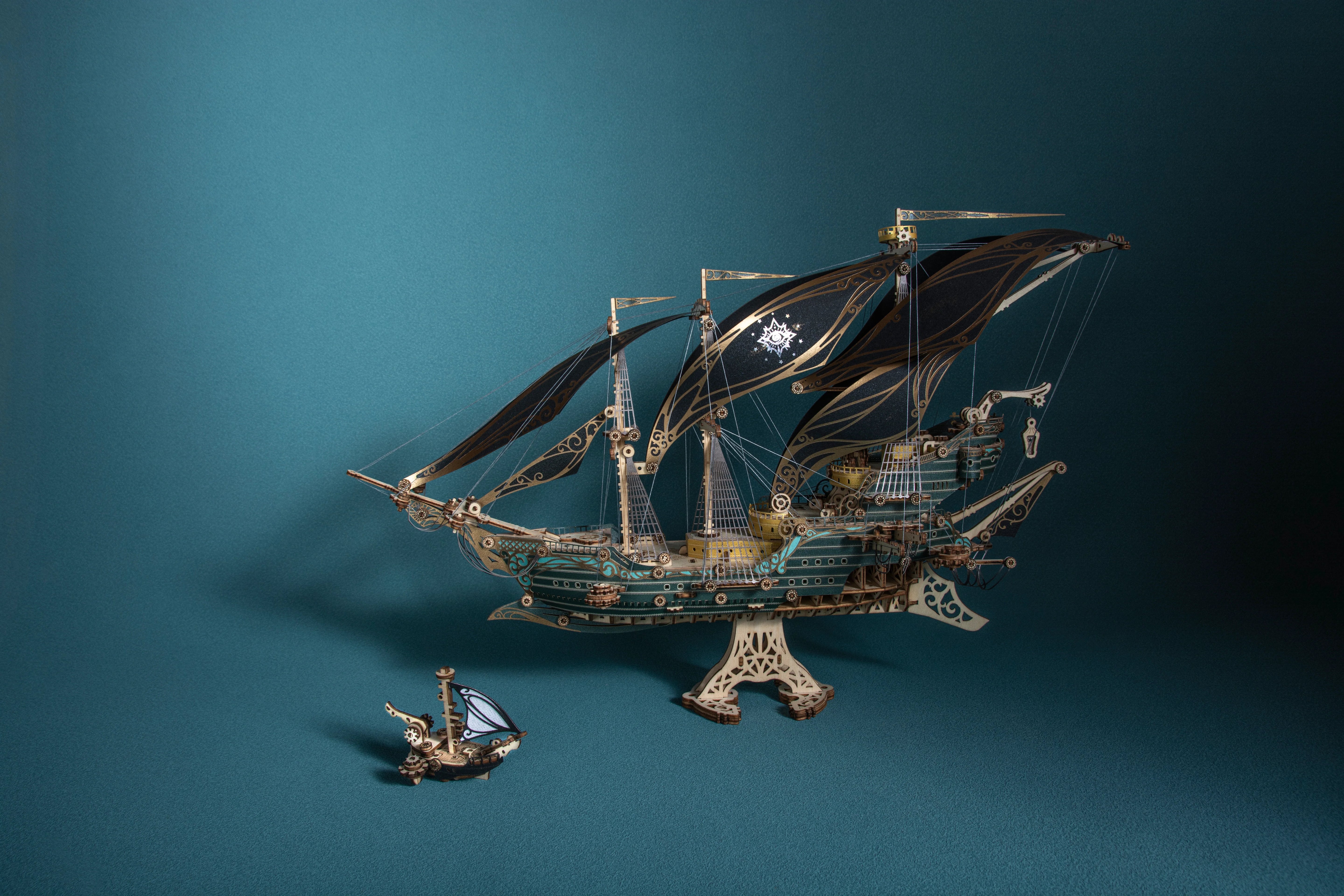 Future Pirate Ship Wooden 3D Puzzle Model