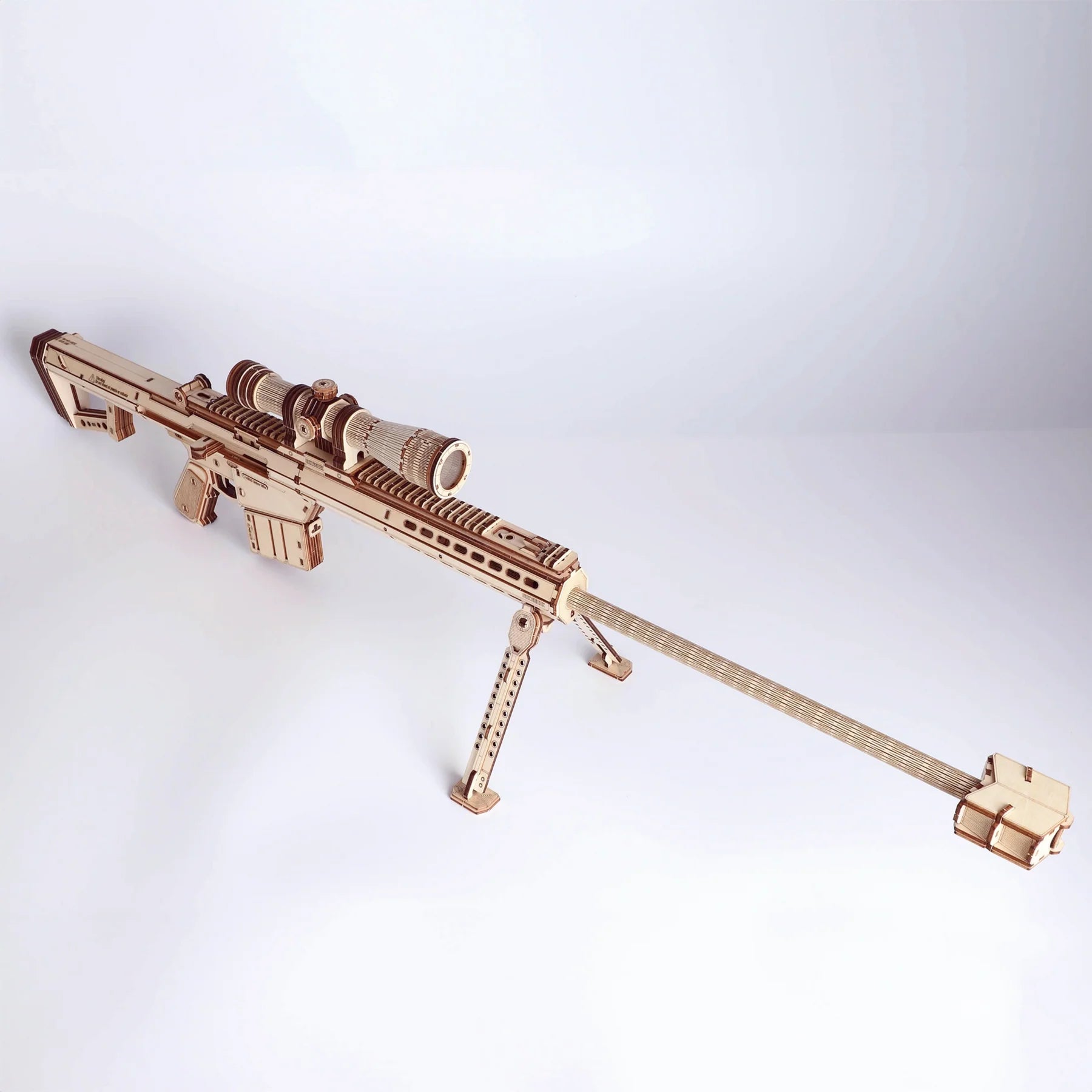 Lumigic Barrett M82A1 sniper rifle wooden 3D puzzle model kit, detailed toy gun with realistic design and craftsmanship.