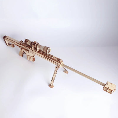 Lumigic Barrett M82A1 sniper rifle wooden 3D puzzle model kit, detailed toy gun with realistic design and craftsmanship.