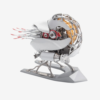 Mechanical Nautilus metal 3D puzzle kit by joy-extreme featuring intricate metal pieces and detailed design for assembly.