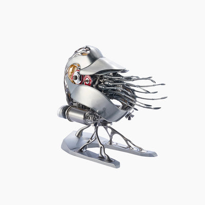 Joy-extreme Nautilus Mechanical Metal 3D Puzzle Kit showing assembled intricate Nautilus shell with gears and metal parts.