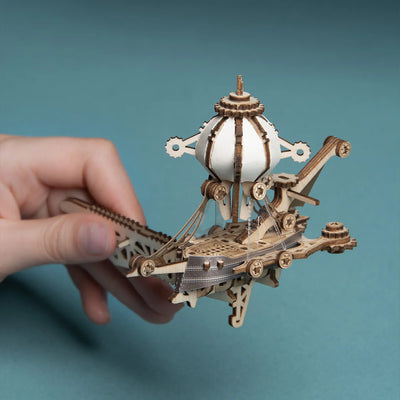 Detailed view of the fantasy steam castle wooden 3D model kit by howcat, showcasing steampunk city architecture and intricate wooden details.